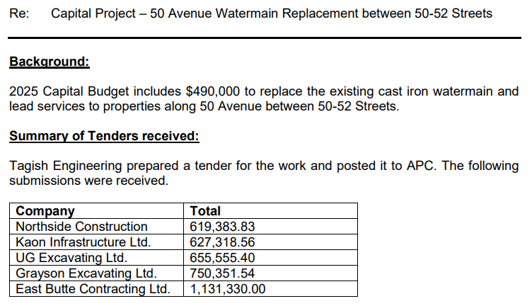 Watermain Tenders - Hometown Media Stettler