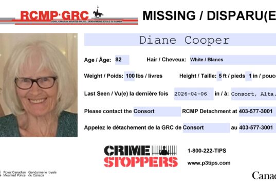 Consort RCMP Request Assistance In Locating Person Reported Missing