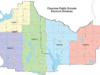 Clearview Trustees Updated On Public School Ward Boundary Review Map of Clearwater Public Schools electoral divisions, showing Ward 1 through Ward 6 in different colors.