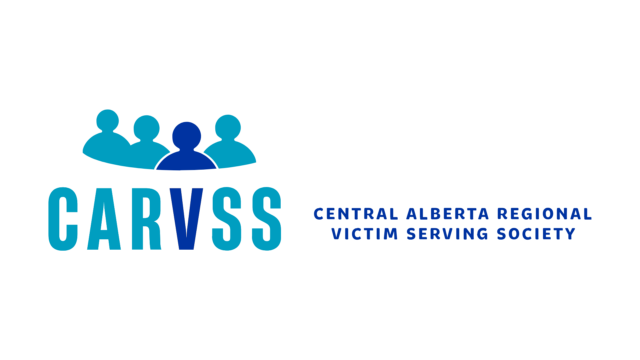CARVVS Logo (1) CARVSS logo: four teal person icons with a dark blue center figure and the subtitle 'Central Alberta Regional Victim Serving Society'.